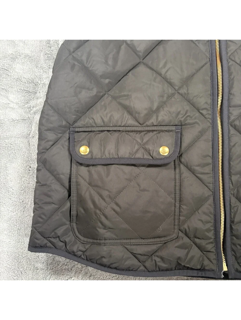 J.Crew Quilted Puffer Vest Mens XXL Black Gingham Lined Full Zip FA23